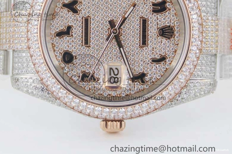 Markers Dial SS Edition A2824 Best Arabic Full on RG 41 Diamonds Bracelet TWF 1:1 Datejust 0313